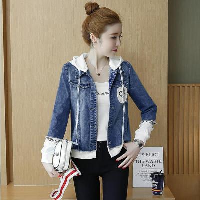 ÁO KHOÁC JEAN CÓ NÓN PHỐI TRẮNG IN HÌNH - NK300